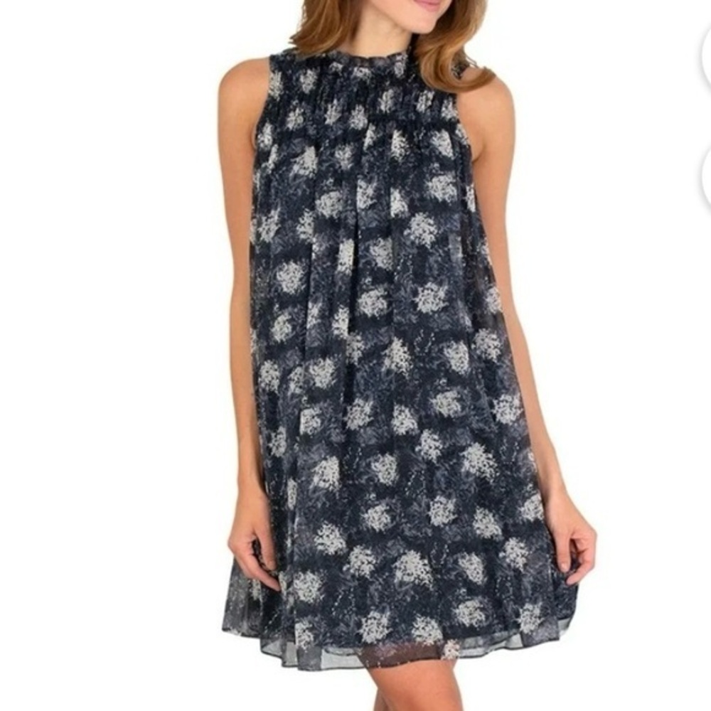 Joie floral babydoll dress, sheer overlay, flowy relaxed fit, versatile Small